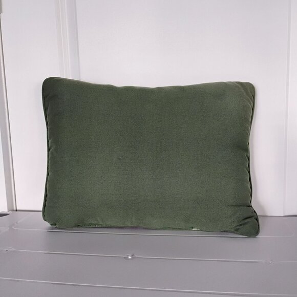 Vintage Tapestry Throw Pillow With Vegetable Design & Green Gingham Border - Picture 4 of 4